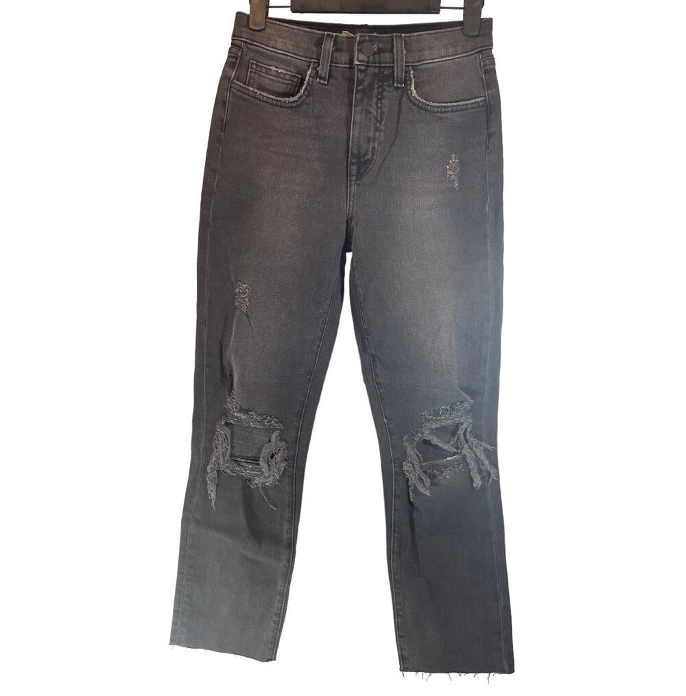 L'AGENCE Distressed Dark Faded Black Cropped Jeans - Size 25